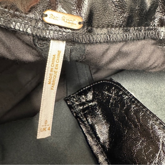 Free people faux leather pants size 0 wide leg high rise - Picture 12 of 14